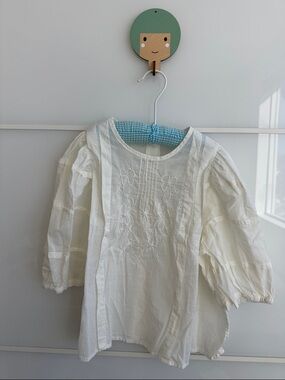 Girls White Embroidered Peasant Blouse 6-7y